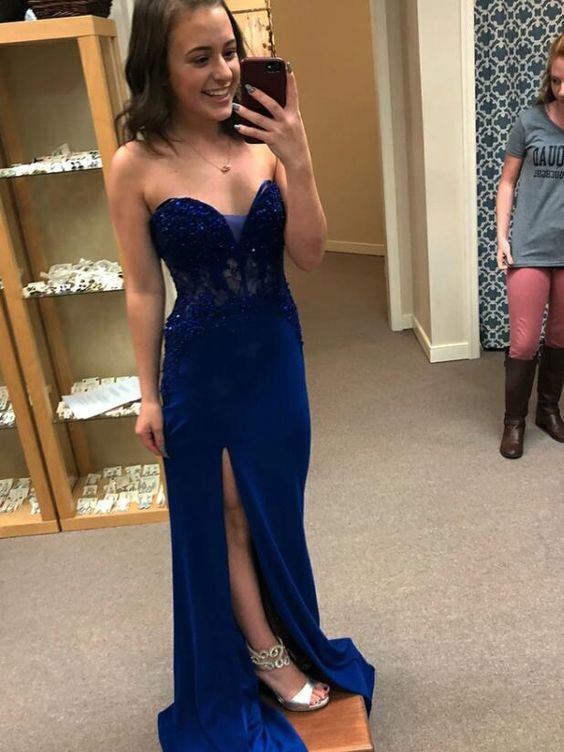 Sexy Prom Dress, Fashion Slit Spaghetti Straps Evening Dresses cg12987