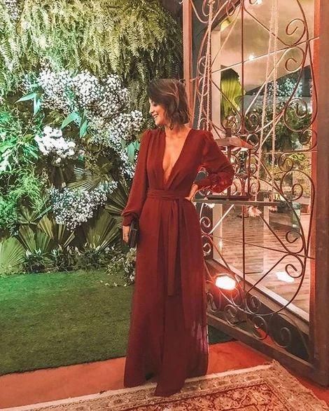 Deep V Neck Long Prom Dress ï¼ Long Sleeves Chiffon Prom Dress cg13062