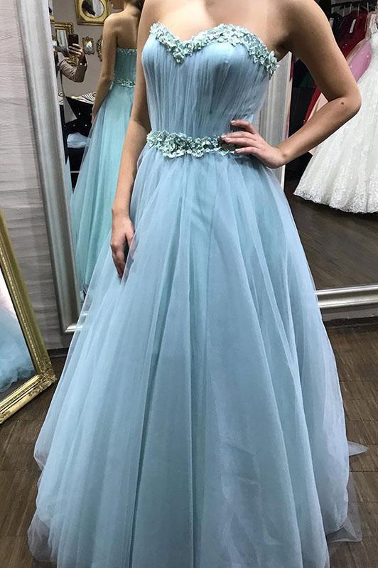 Sweetheart Tulle Long Prom Dress With Detachable Floral Long Sleeve cg13116
