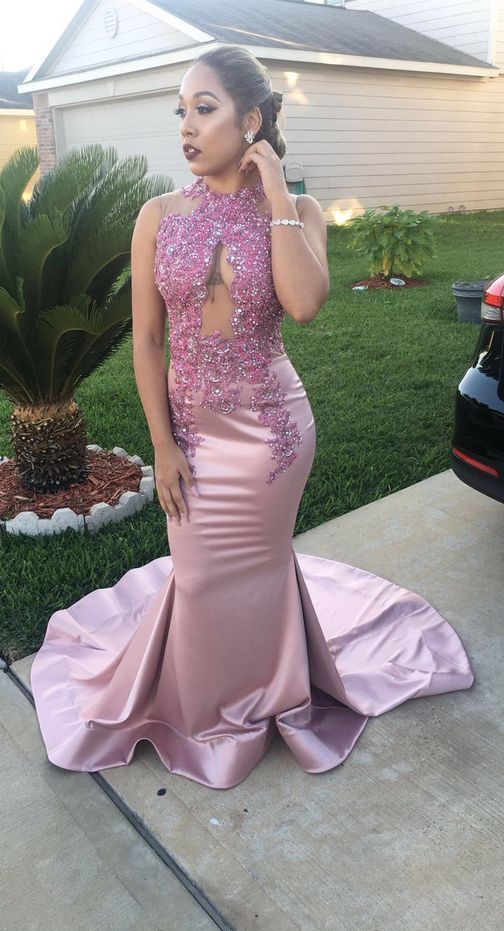 Mermaid Prom Dresses Satin Beading Crystals Evening Dresses cg13163