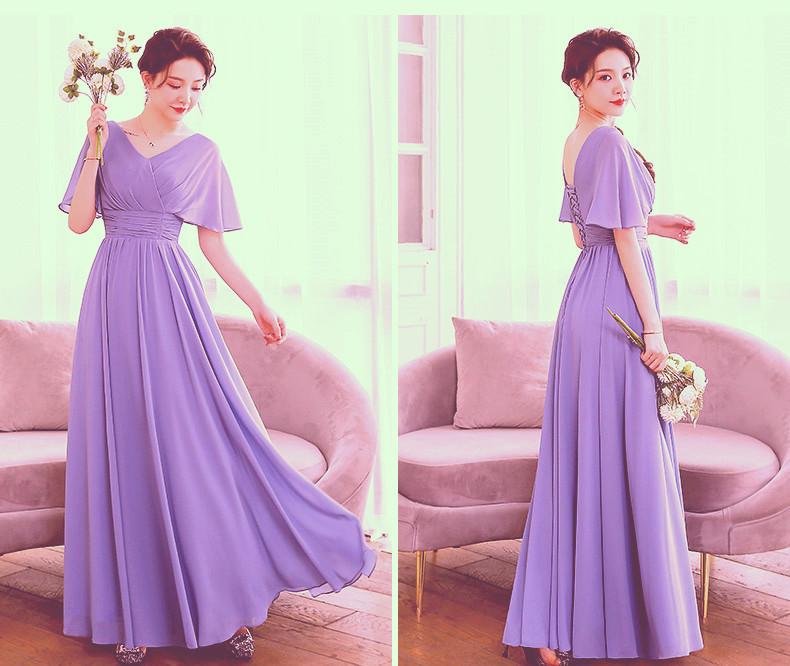 Beautiful Light Purple Chiffon V-Neckline Prom Dress, A-Line Floor Length Bridesmaid Dress cg13370