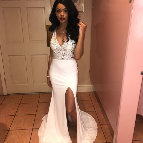 Lace Prom Dress,ApplIques Prom Dress,V-Neck Evening Dress cg13382