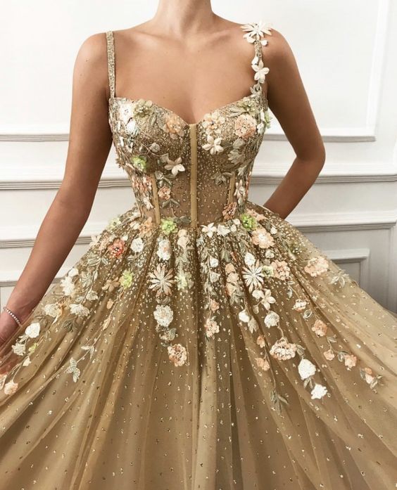 Fashion V neck Prom Dress With Appliques ï¼ Saprkly Prom Dress cg13394