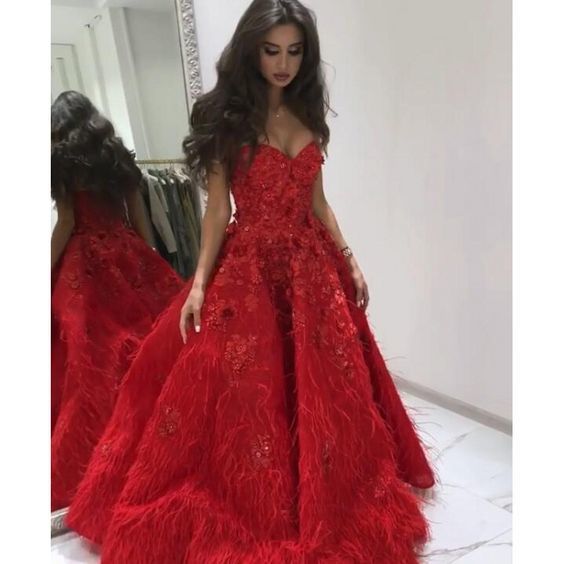 Luxury Formal Dresses Feather Sexy Floral Lace Long Evening prom Gowns cg13430