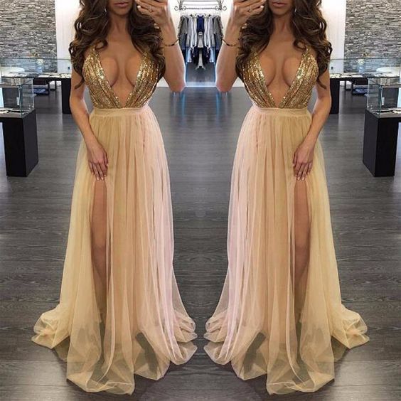 Deep Plunge V Neck Strappy Criss Cross Back Chiffon Long Prom Dress cg13432