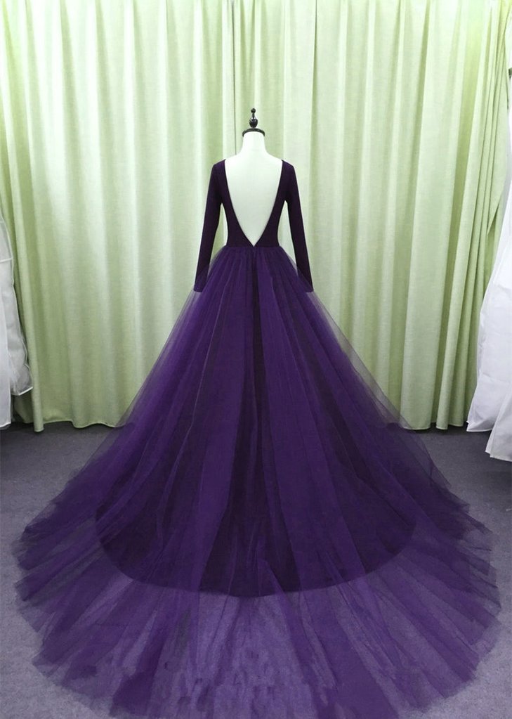 long prom dress Gorgeous Spandex And Tulle Ball Gown Evening Dress, Purple Party Dress cg13445