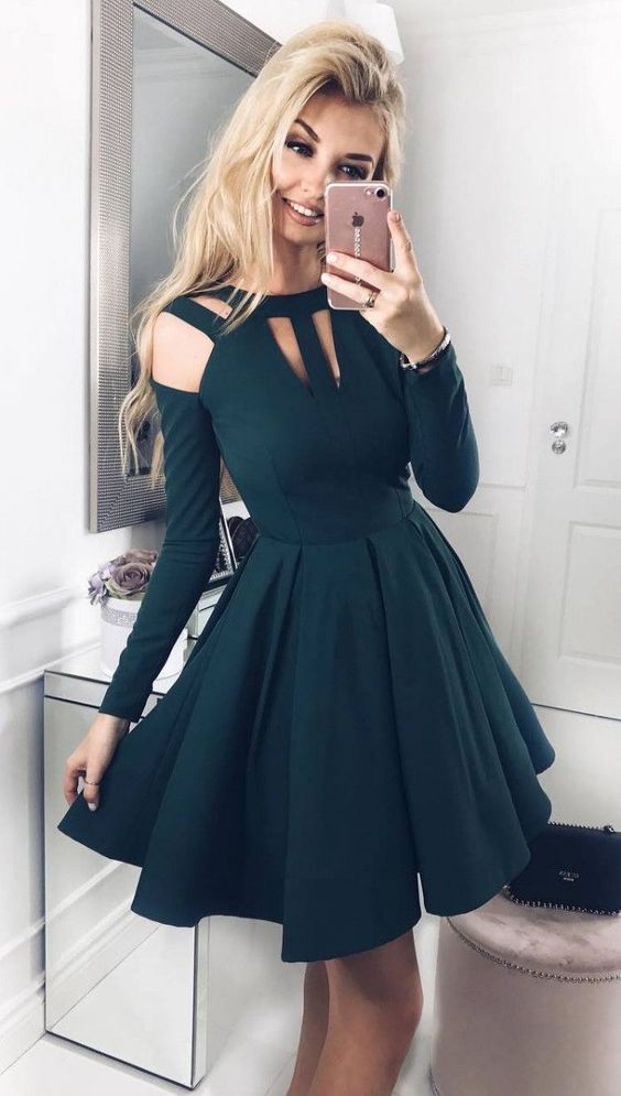 Simple burgundy short dress, short homecoming dress cg135