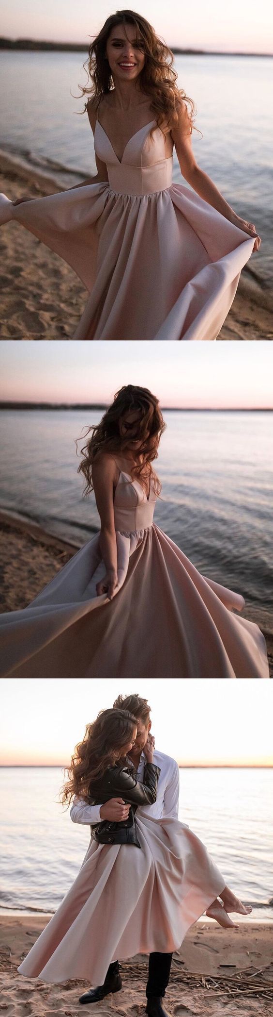 A-line Straps V Neck Prom Dress cg13512