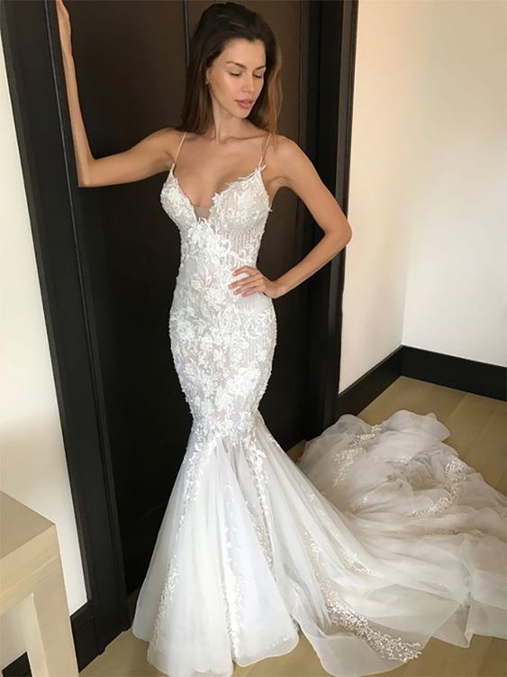 A-line Straps Mermaid Prom Dress, Sexy Prom Dress cg13573