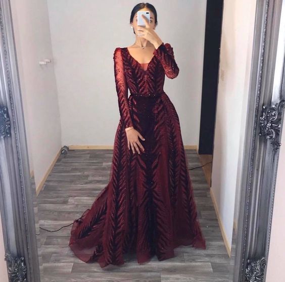 Long Sleeves Prom Dressï¼ Charming Prom Dress cg13636