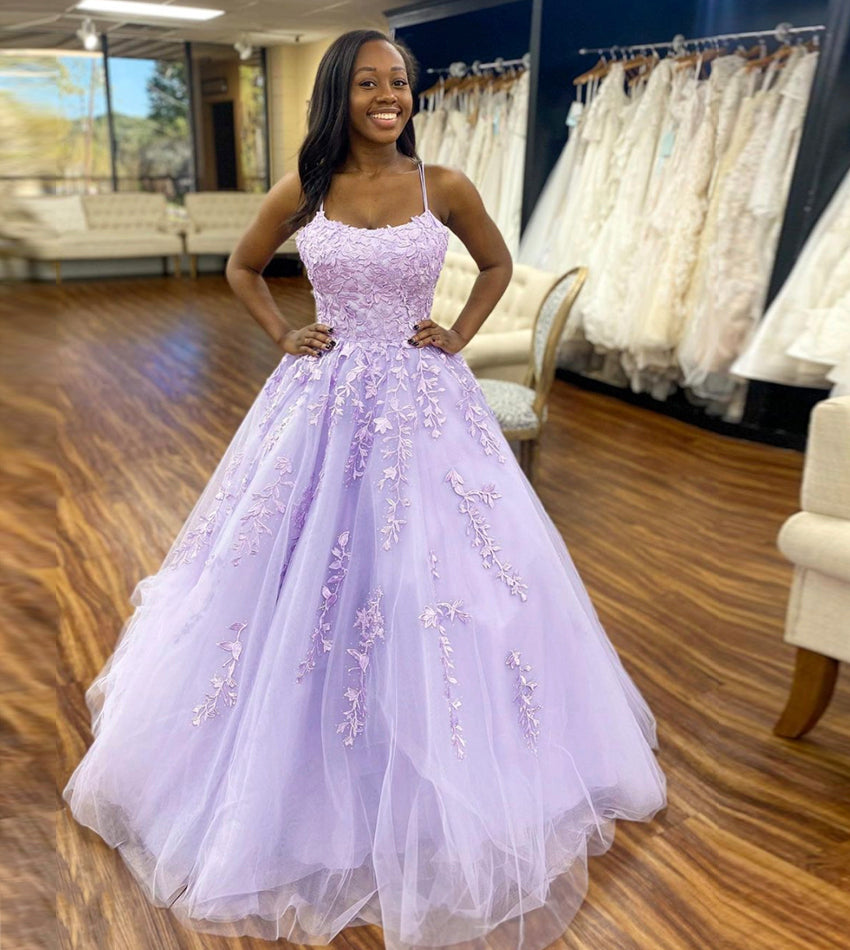 PURPLE TULLE LACE LONG PROM DRESS EVENING DRESS cg13663