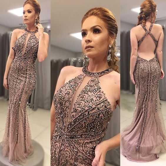 Mermaid Long Prom Dress With Beading , Charming Prom Dress cg13679