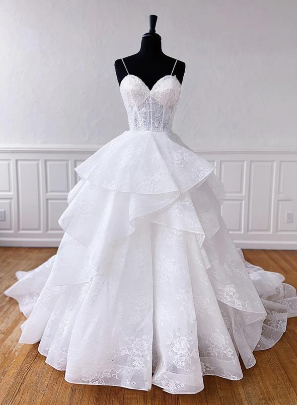 White tulle lace long prom gown formal dress cg13723