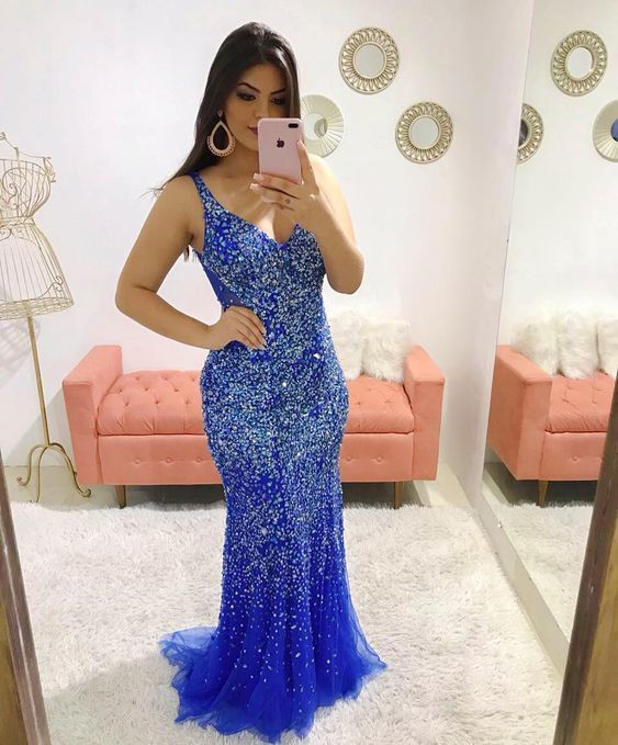 Charming Blue Beading Prom Dress,Sexy Sleeveless Evening Dress,Sexy Backless Beading Prom Dress cg13730