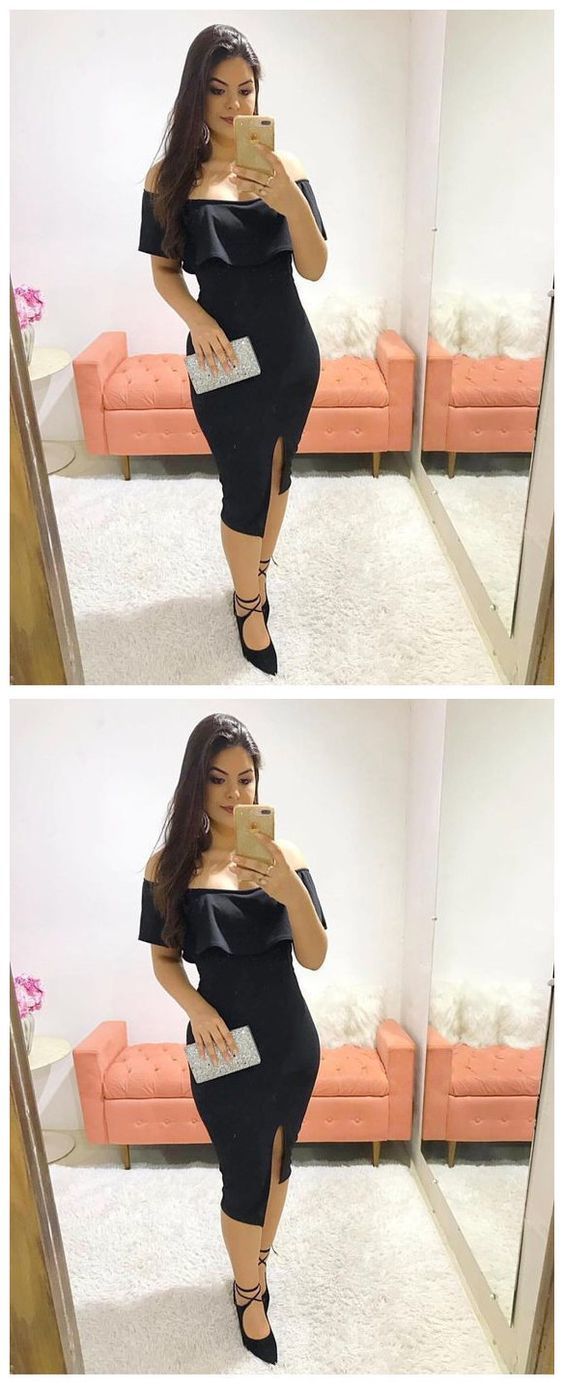 black off shoulder short Homecoming Dress cg13834