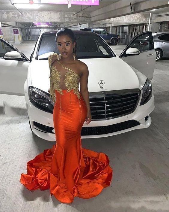 Orange Unique Long Prom Dress Formal Dress With Train cg13875