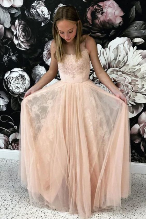Pink Long Prom Dress with Double Straps and Cross Back cg13886