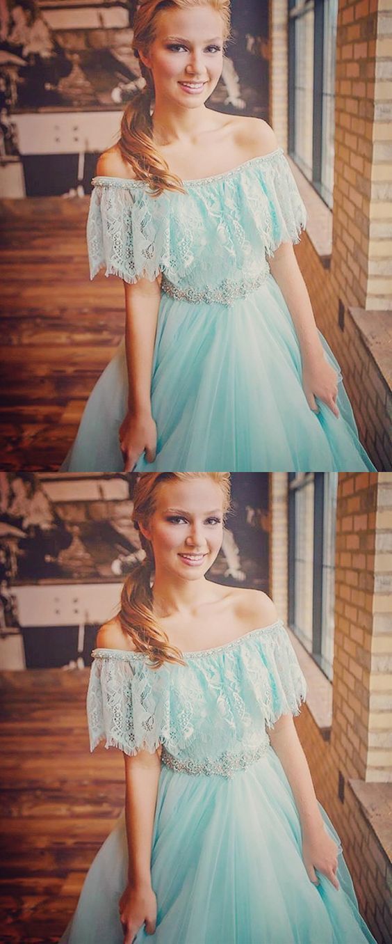Princess Off the Shoulder Mint Green Ball Gown Sweet 16 Dress Prom Dresses cg13893