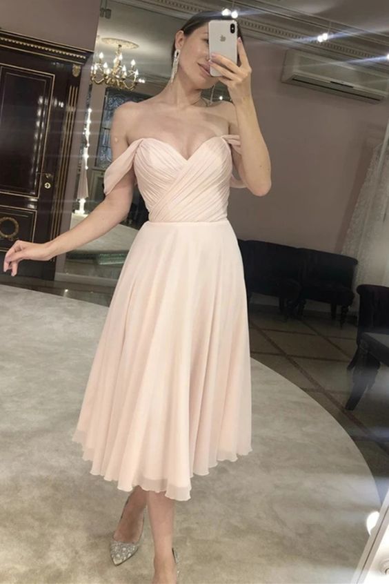 Off Shoulder Pink Formal Graduation Homecoming Dresses cg14066
