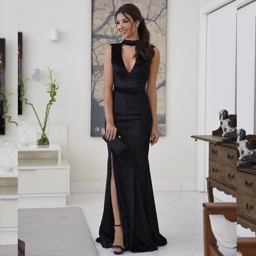 Sexy V-Neck A-line Prom Dresses With Slit cg14176