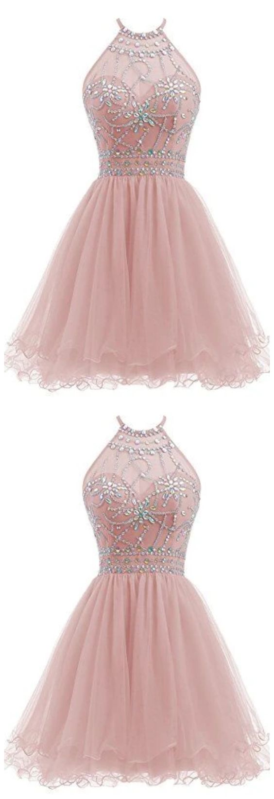 Beaded Halter Homecoming Dress Short Tulle dress cg14194