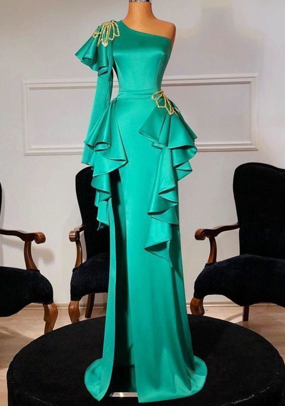 Elegant Mermaid Unique One Shoulder Fomal Prom Dresses cg14198