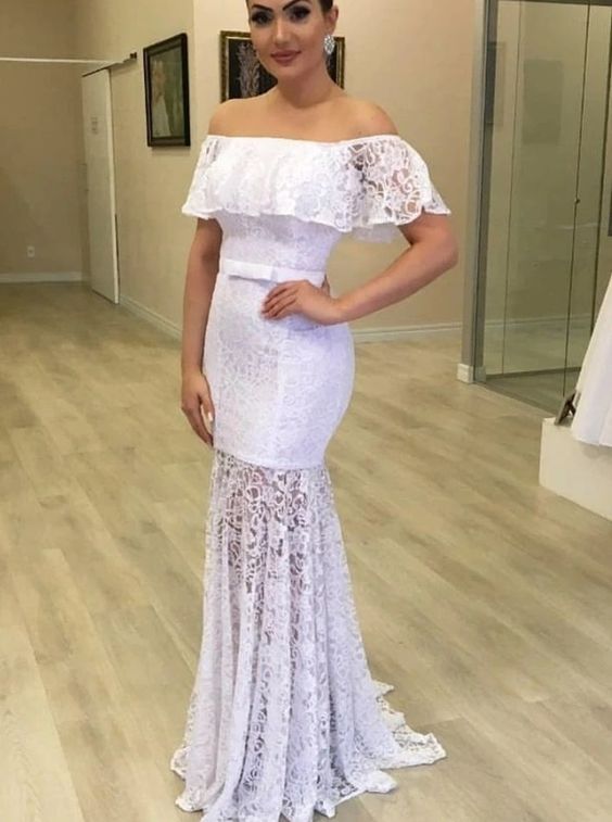 Fitted Lace Long Bridal Dress with See Through Skirt Prom Party Dress cg14230