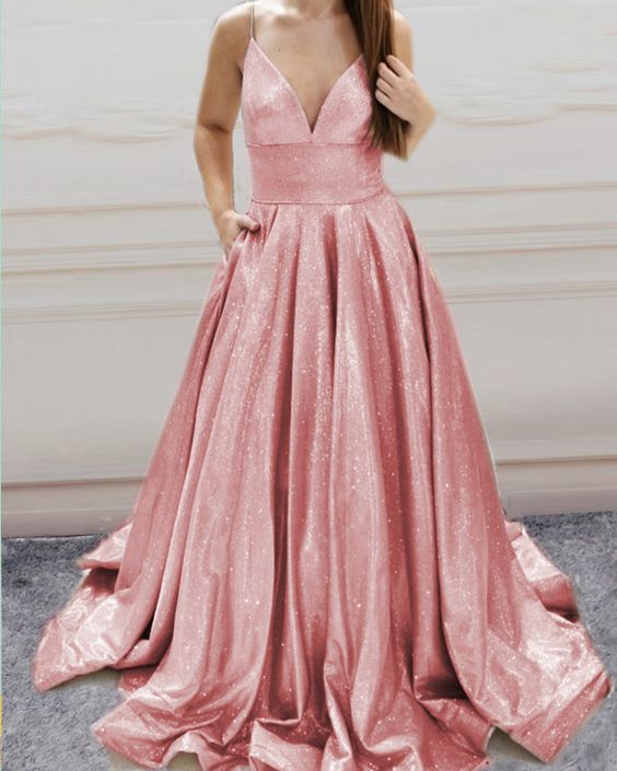 Pink Glitter Prom Dresses 2021 cg14419