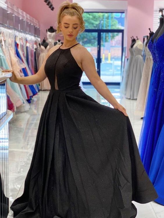 Black long prom dress simple evening dress cg14447