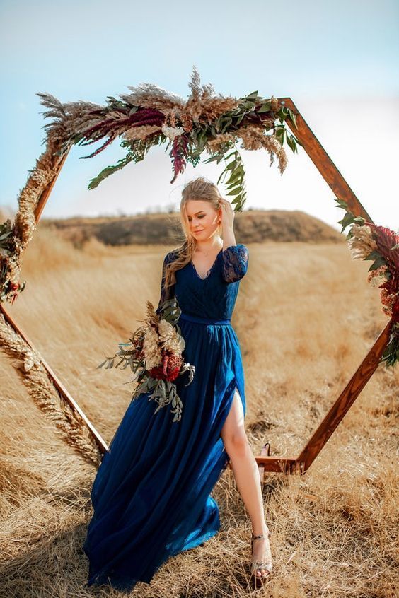 Long Sleeve Prom Dress With Split cg14536