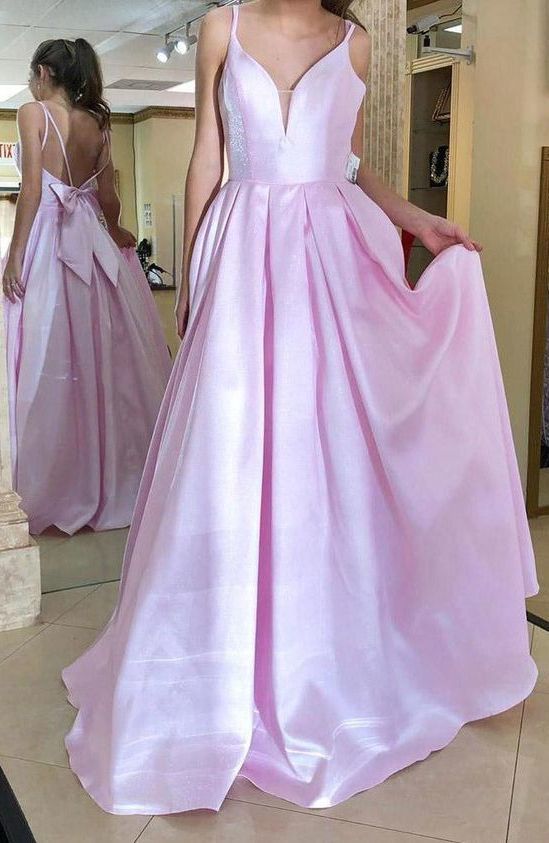 Simple Pretty Custom Made Spaghetti Straps Bowknot Long Evening Dress Prom Dress cg14612