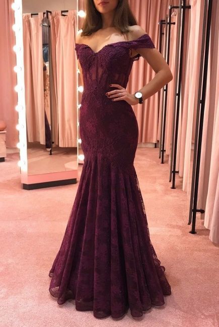 Off the shoulder long prom dress , mermaid prom dress cg14665