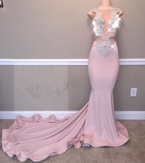 Black Girl Prom Dresses Elegant Mermaid Beads cg14707