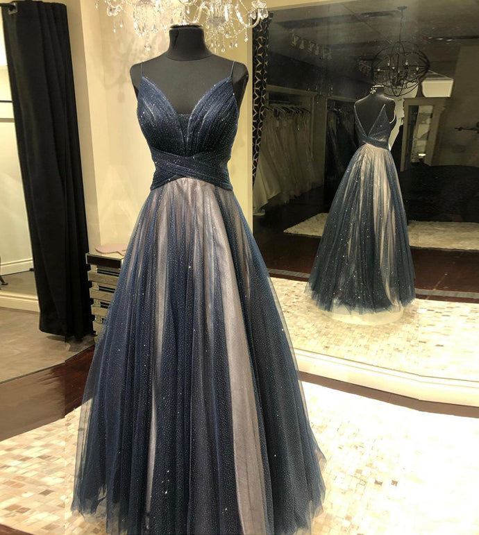 Black tulle long prom dress black evening dress cg14712