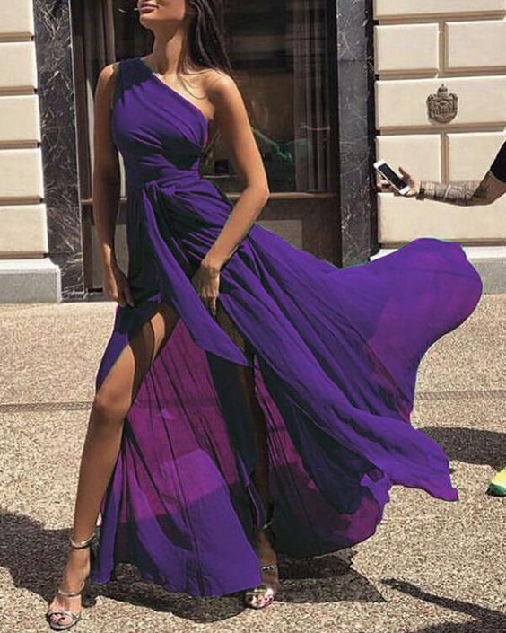 Sexy One Shoulder Sleeveless Maxi prom Dress cg14854