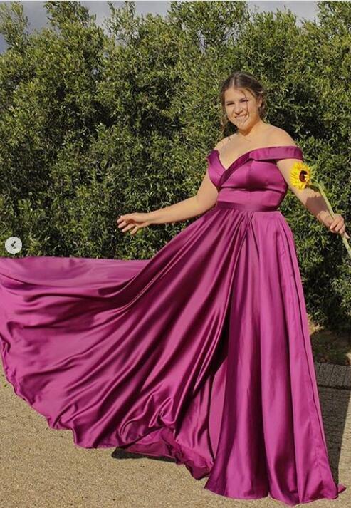 2021 Off Shoulder A-line Long Prom Dresses Fashion Formal Dress cg14930