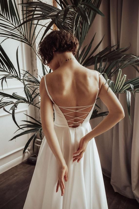 A-line v neck satin prom dress cg15309