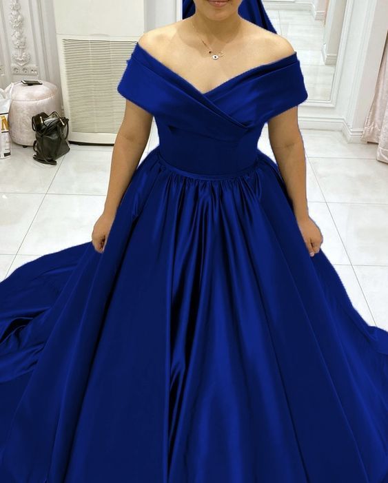 Elegant off the shoulder royal blue prom dresses for women cg15327