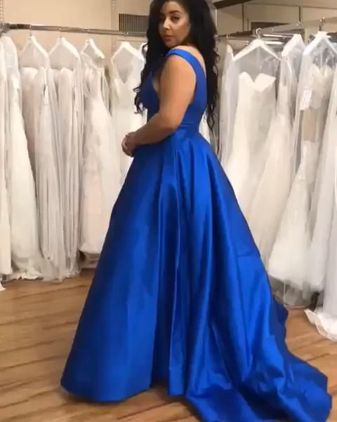 V Neck Open Back Royal Blue Long Prom Dresses, Royal Blue Formal Dresses cg15333