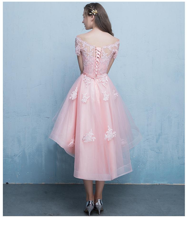 Cute Pink High Low Off Shoulder homecoming Dress 2021, Pink Formal Dress cg15351