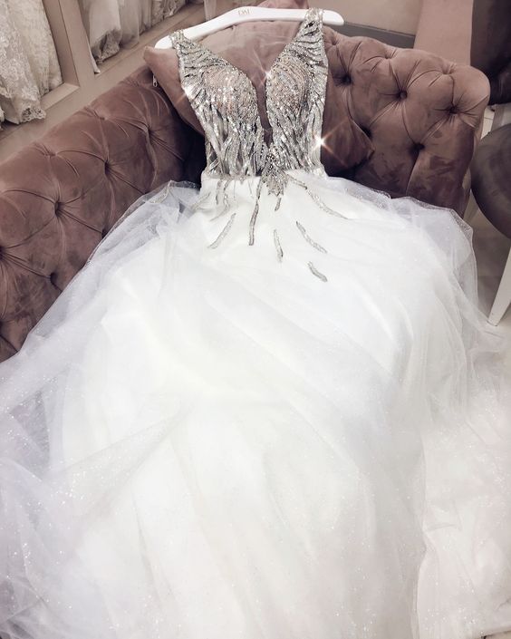 White long prom dress, wedding dress cg15395