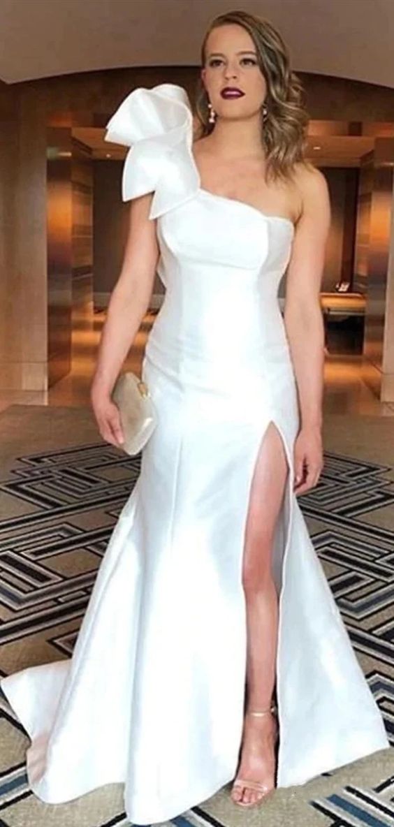 One Shoulder Side Slit Long Prom Dresses, Affordable New Prom Dresses cg15397