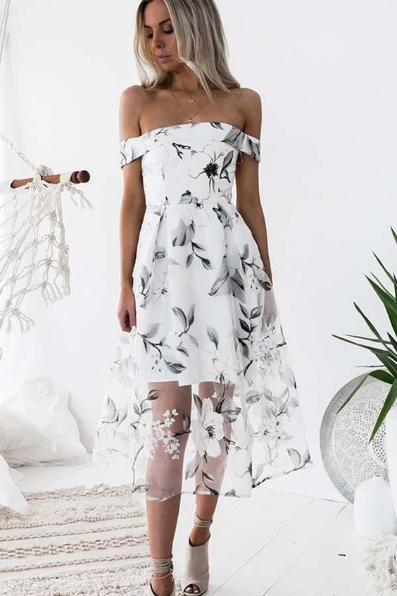 A-line Sleeveless Off The Shoulder Unique Tulle Homecoming Dresses cg1547