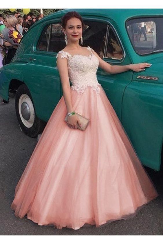 Ball Gown Tulle Lace Long Prom Dresses Formal Evening Dresses cg15477