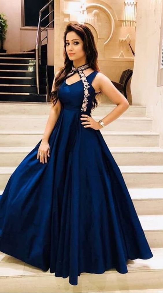 Simple long prom dress blue prom dress cg15560