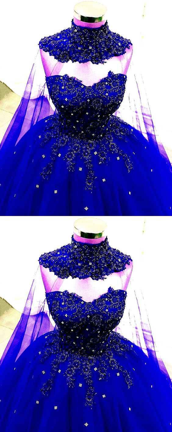 Luxury Lace Beaded Sweetheart Ball Gown Wedding Dress With Cape PROM DRESS cg15614