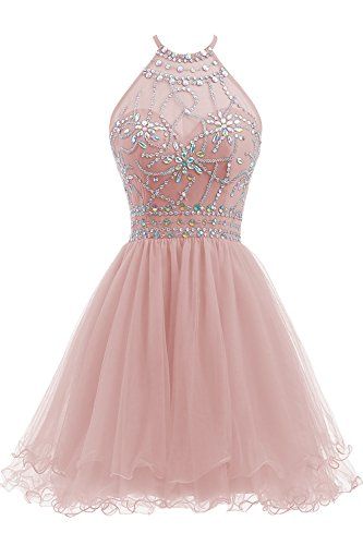 Beaded Halter Homecoming Dress Short Tulle dress cg1578