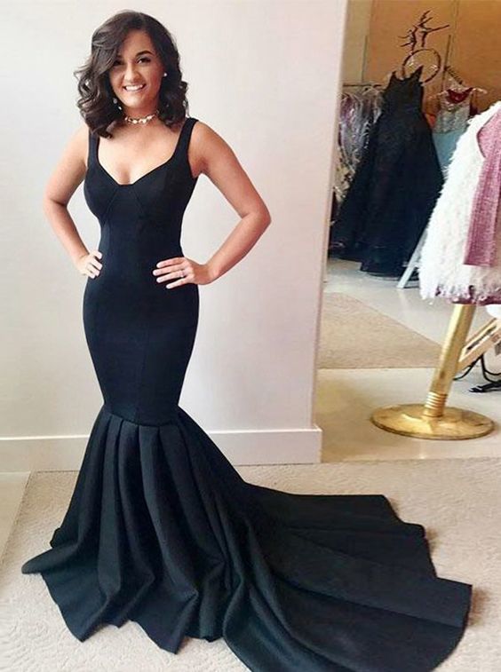 Black Mermaid Prom Dresses With Train cg15820