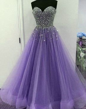 Lavender Tulle Sparkle Beaded Sweetheart Junior Prom Dress cg15870
