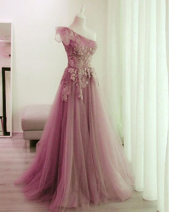 Elegant Tulle Evening Dresses One Shoulder With Bow prom dress cg15907